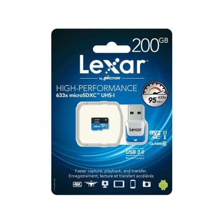 Lexar MicroSD w/ USB Reader Class10 U1 633X 95M 200GB